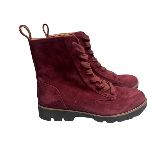 Vionic Shoes - Vionic Lani Maroon Suede Combat Style Boots 7.5
